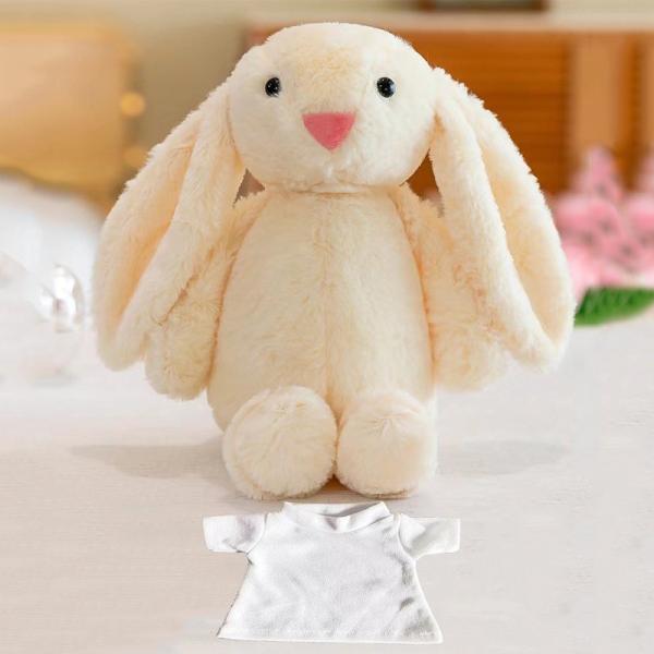 DIY 30cm Sublimation Stuffed Animals Easter Bunny Plush Toy With Customizable T Shirt
