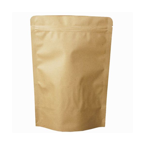 High Quality Three Side Seal Flat Kraft Paper Bags With Clear Window Plastic Lined Zip Lock Food Storage Packaging Bag