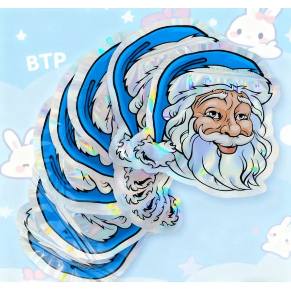 Gravure Printing Santa Shaped Ziplock Snack Bag Customized Logo Printing Ideal for Child Food Candy Storage Small Business Gifts Gemstones Included