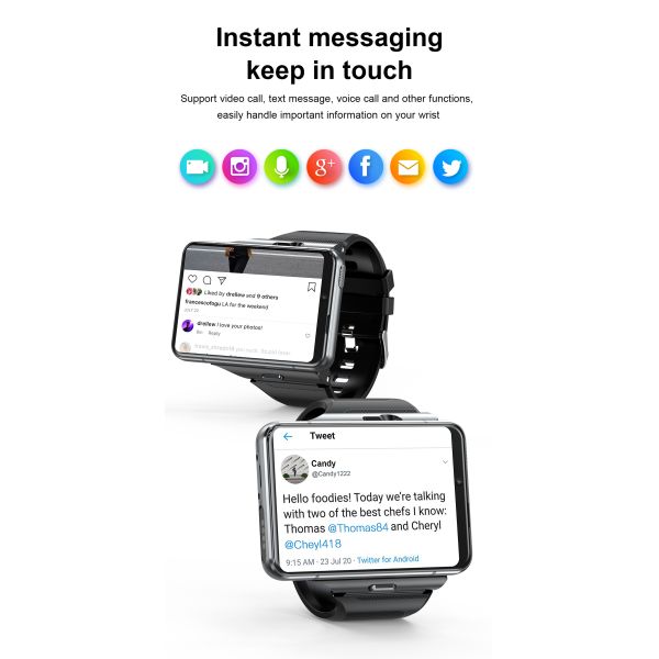 S999 2.88-Inch TFT Screen Smart Watch 4GB+64GB Storage HD Dual Camera Video Call WIFI 5G Compatibility 2300mAh Battery Email