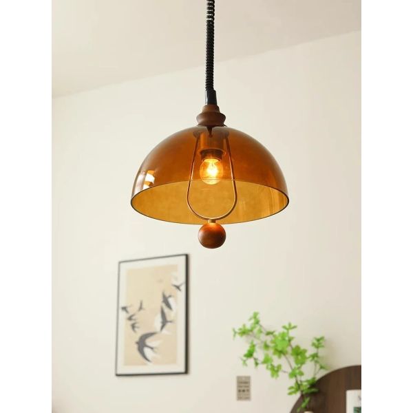 Wabi Sabi Amber Shades Hanging Chandelier Light American Retro Lift E27 Pendant Lamp (WH-VP-361)