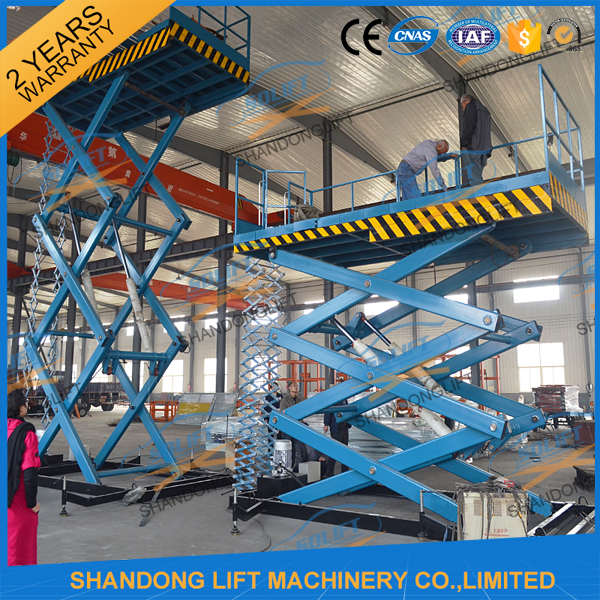 3T 7.6M CE Heavy Load Hydraulic Scissor Lift Fixed Auto Ladder Cargo Scissor Lift