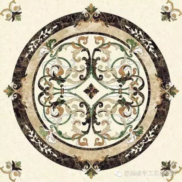 Emperador Flower Mosaic Tile Wall Art , Round Outdoor Mosaic Art Projects