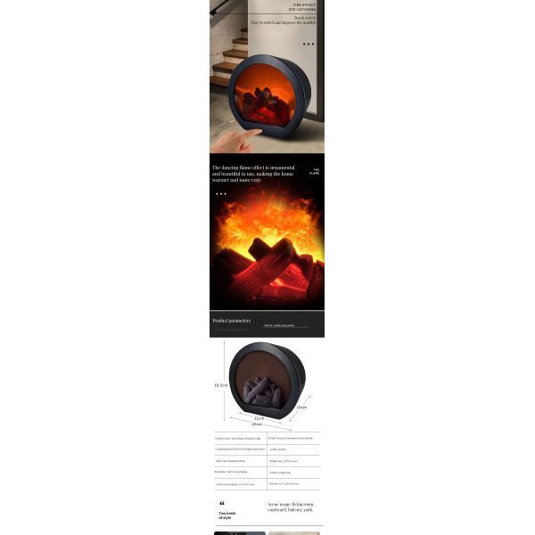 Plastic Oil Lamp Battery Operated Touch Flame Fireplace Light for 2 Color Print Method
