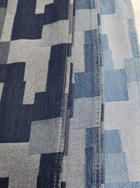 Irregular Check-Printed 9.5oz Middle Weight 60%Cotton Denim Fabric For Lady Jeans Or Skit