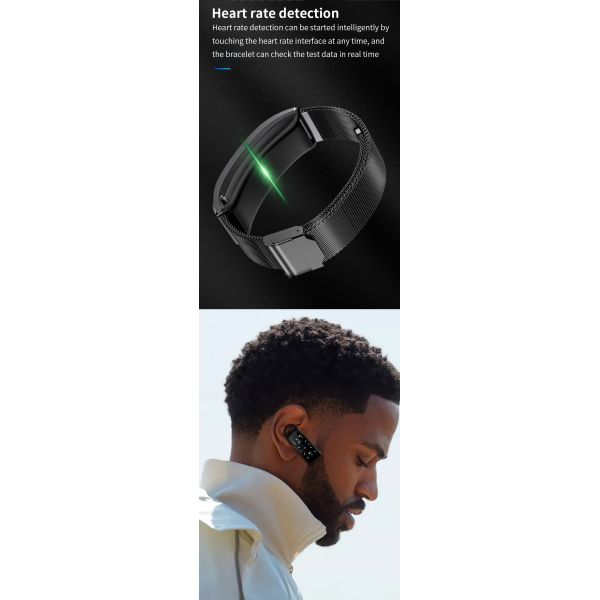 Шлемофон 90mAh 0.96in Earbuds BT Smartwatch Wristband спорт звонка B6S