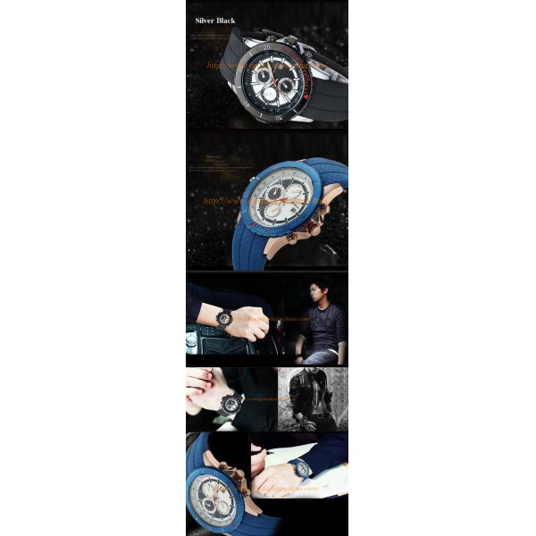 3 Subdials for Decoration 3ATM Waterproof Watch Fashion Sports Watch Unisex Silicone Watch