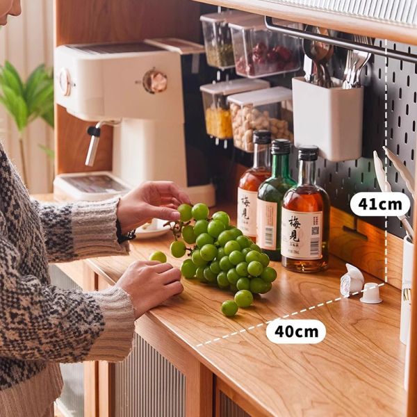 Solid Wood Sideboard, Nordic Style , High Standing Cabinet with Storage Cube Rack for Living Room Kitchen