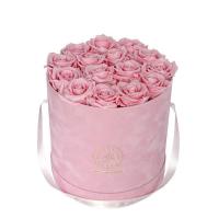 Cartera CMYK caja de sombrero redonda regalo con papel rosa de terciopelo caja de flores elegante y funcional