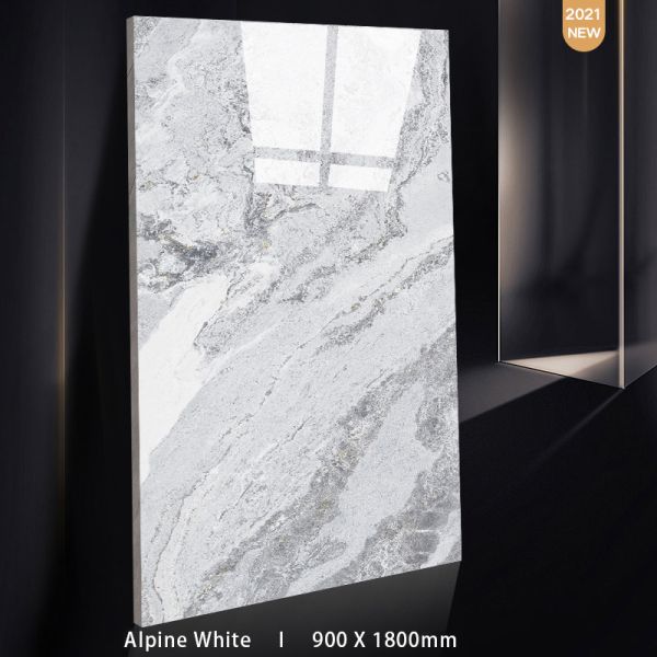 Elite Glossy Stone Surface White Marble Tiles For Modern Interior Design