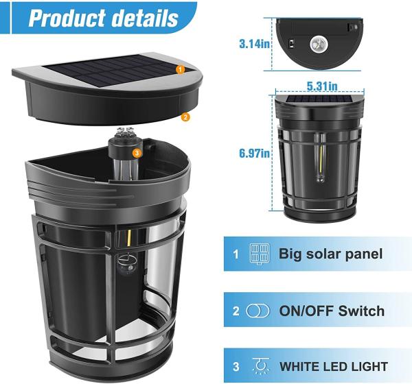 A luz sem fio de Solar Outdoor Wall da cerca do vintage decora a jarda 3.7V 1800mAh do pátio do jardim