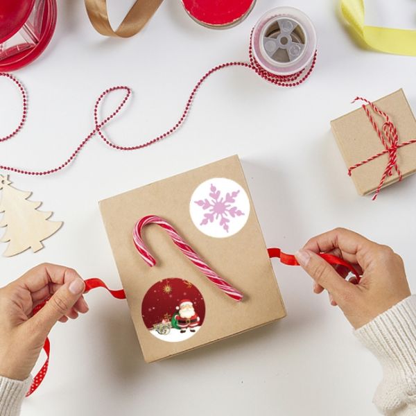 Подарок рождества клея ISO9001 Eco дружелюбный горячий маркирует изготовленные на заказ бумажные стикеры 8*6*8cm