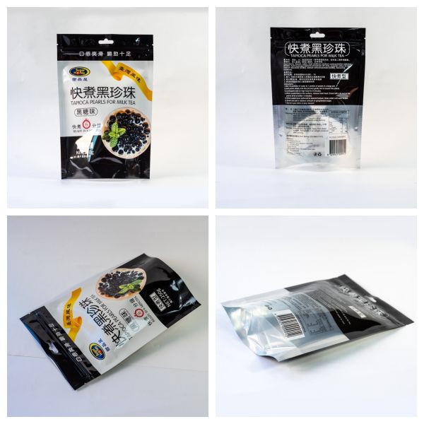 Embalaje de ingredientes de alimentos secos: bolsas de pie resistentes a la humedad con ventanas transparentes.