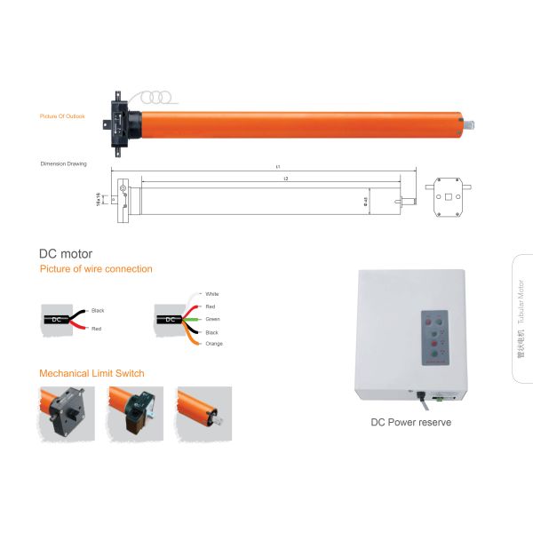Мотор DC ручного радио 12V 15RPM 30N.M трубчатый