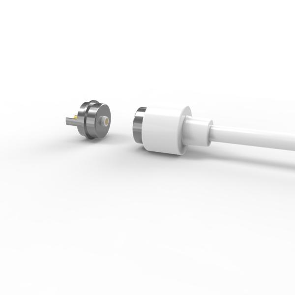 6.0mm 2 pins magnetic charging  usb cable connector with white TPE cable