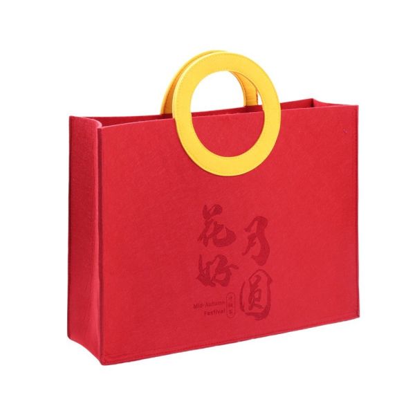 Eco Friendly Custom Logo Women'S Large Capacity Grocery Felt Bag Reusable Colorful Felt Shopping Tote Bags For Shopping