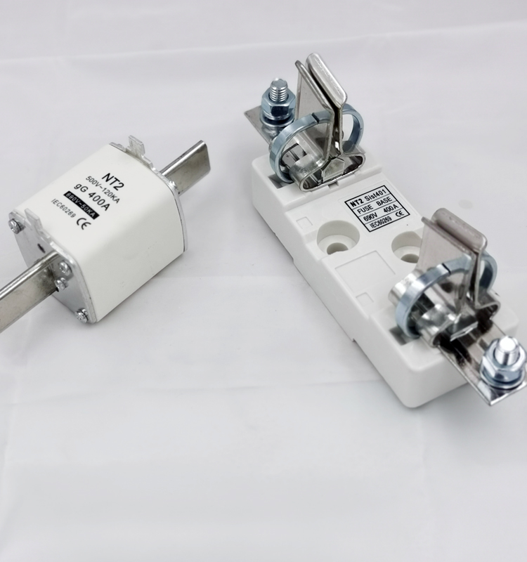 Good Quality Hrc Ceramic NH2 or NT2 Type Blade Fuse Base with 500V 120KA gG 400A NT2 NH2 Hrc Fuse Link