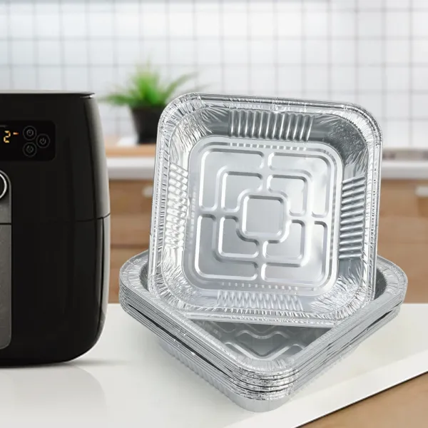 Custom Order Accepted 10pcs Aluminum Foil Tray Square Shaped Lunch Box Kitchen Supplies