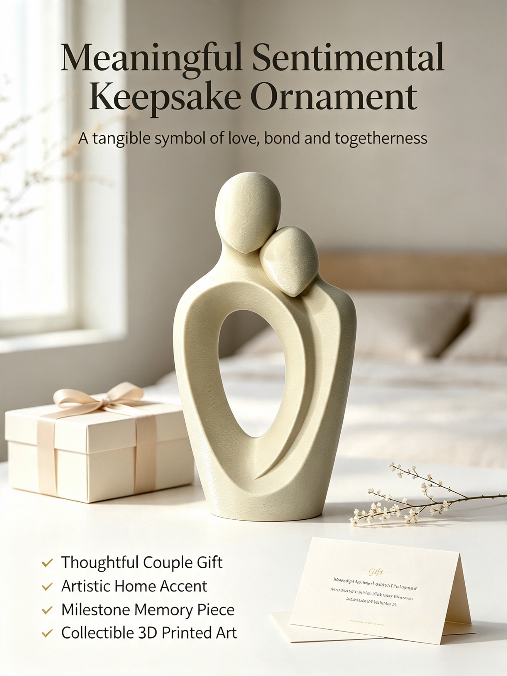 Art 3d Printed Sculpture Home Tabletop Abstract Embracing Couple Sculpture