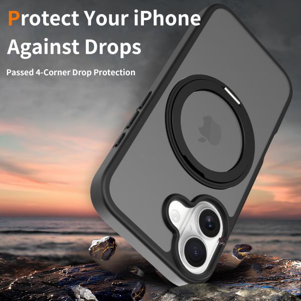 Customized Apple 17 Mobile Phone Case With Stand 360 Rotation IPhone16pro Magnetic Anti-Fingerprint Skin-Feel Mobile Phone Case