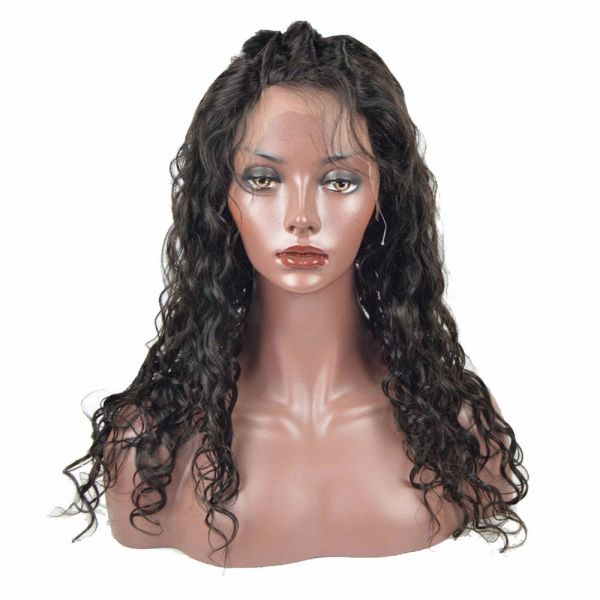 Human Hair Wigs Lace Front Wigs Brazilian Hair Water Wave with Baby Hair 130% Density Natural Color