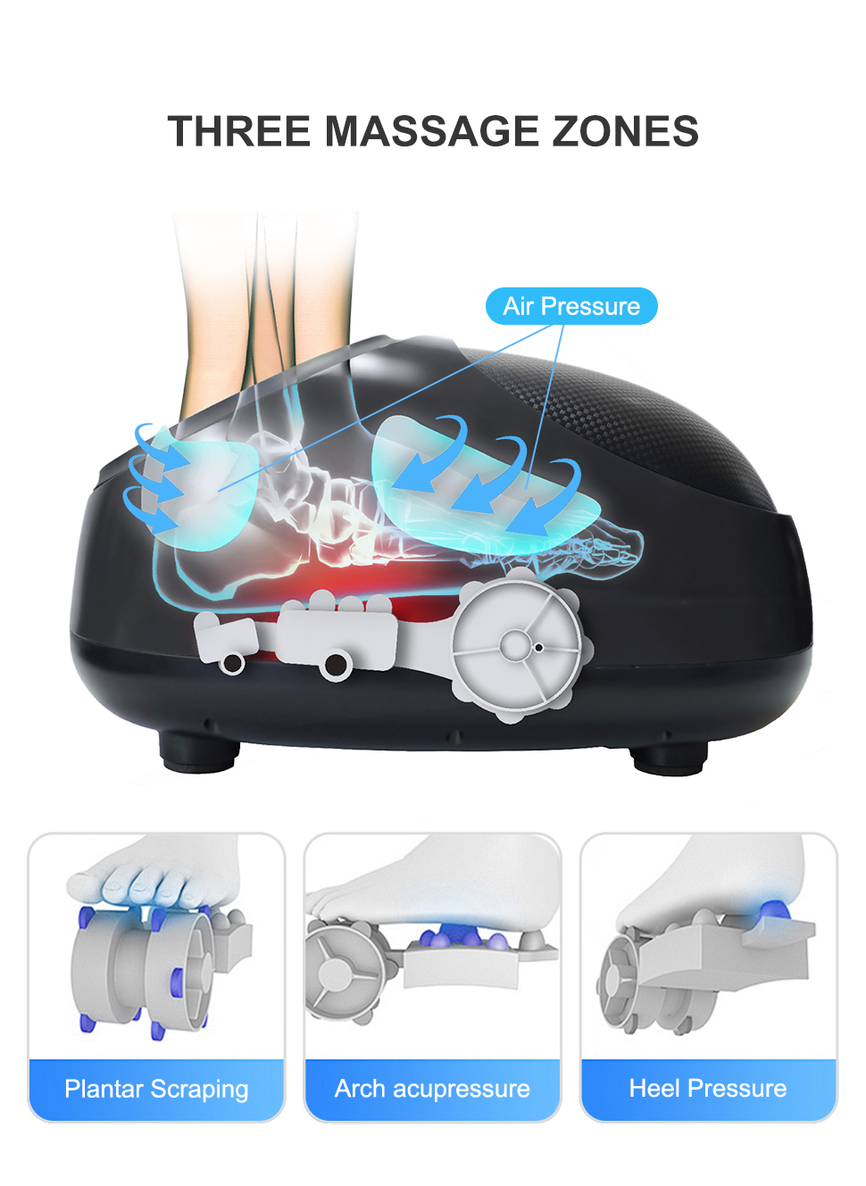Shiatsu Kneading Foot Massager with Air Pressure and Heating Function for Ultimate Comfort