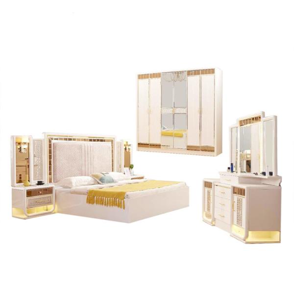 Wood Panel MDF White King Size Bedroom Home Furniture Sets