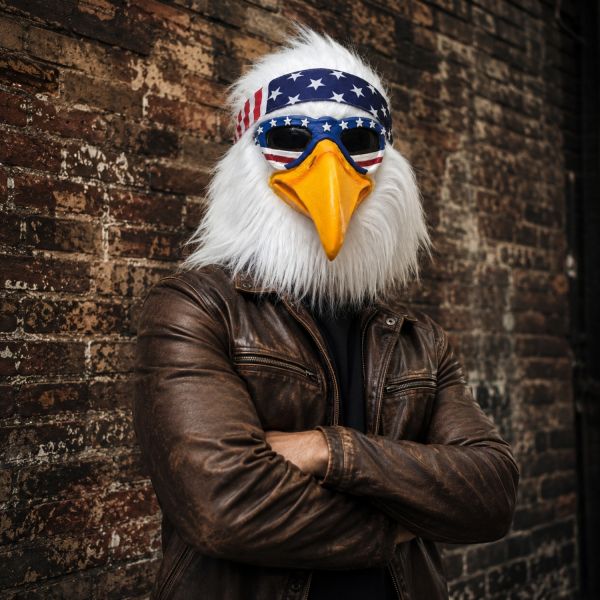 Realistic Full-Head Eagle Latex Mask with American Flag Headband, Perfect for Parties, Cosplay, Halloween, Costume Events, Festivals, Patriotic Celebrations, and Fun Dress-Up Occasions
