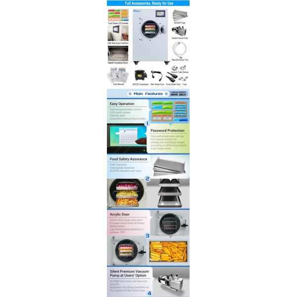 1Kg 2Kg Commercial Freeze Dryer Small Commercial Freeze Drying Equipment NovaDryer-HF100