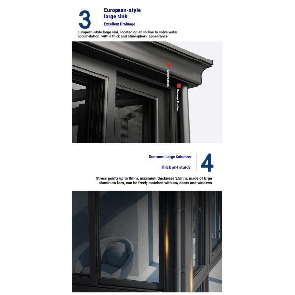 Customized Modern Glass Prefab Patio Aluminium Solarium Free Standing Sunroom for Four Seasons for Villa Residential Outdoor Use