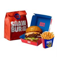 Custom Printed Eco-Friendly Kraft Burger Box Recycled Materials Corrugated Packaging Boxes with Hinged Design Chip Holder