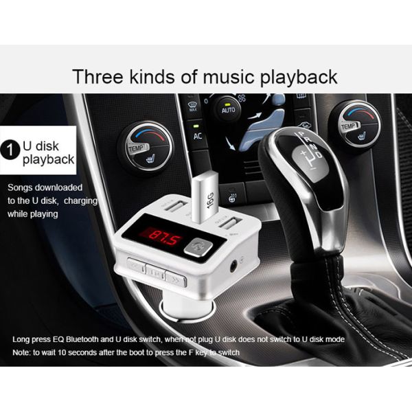 3 Usb Port Bluetooth Car Charger Automatic Power - Off Memory With FM Radio
