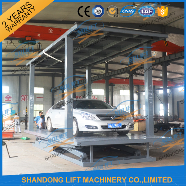 3T 3.3m Double Deck Car Parking System for 2 Car Basement Double Deck Scissor Car Lift