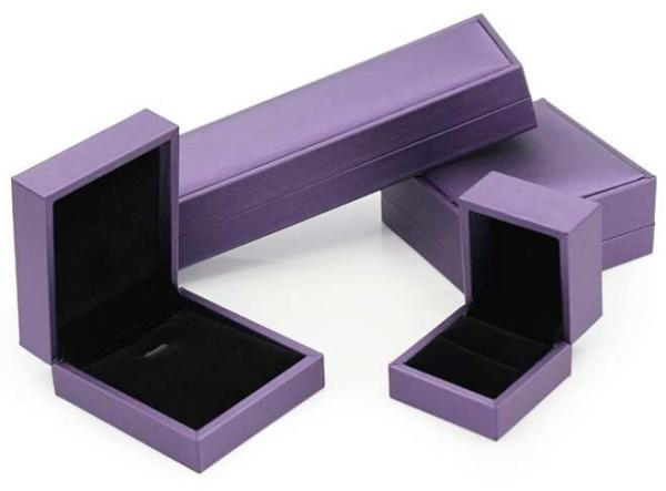 High End Leather Jewelry Box Purple Covering Transparented Acrylic With Paint Finish