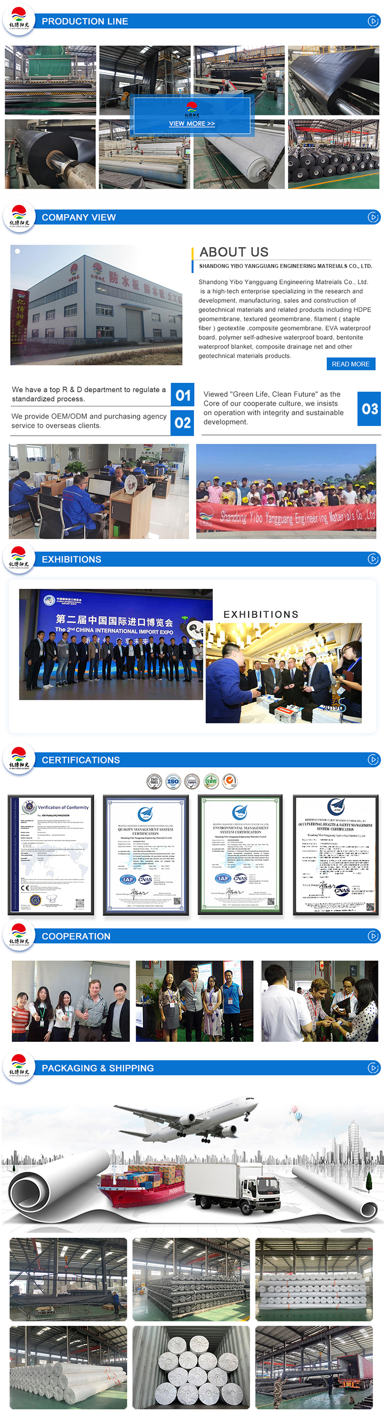 Водонепроницаемая геомембрана для бассейна HDPE LDPE для рыбоводного хозяйства