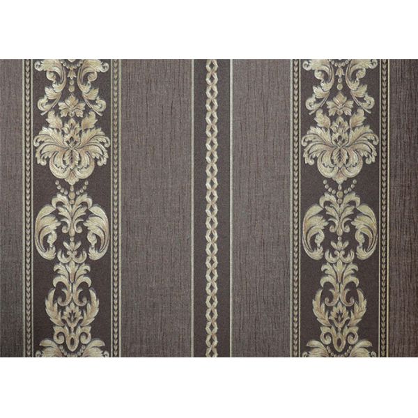 Economical Concise European Style Wallpaper , Striped Damask Embossed Wall Covering