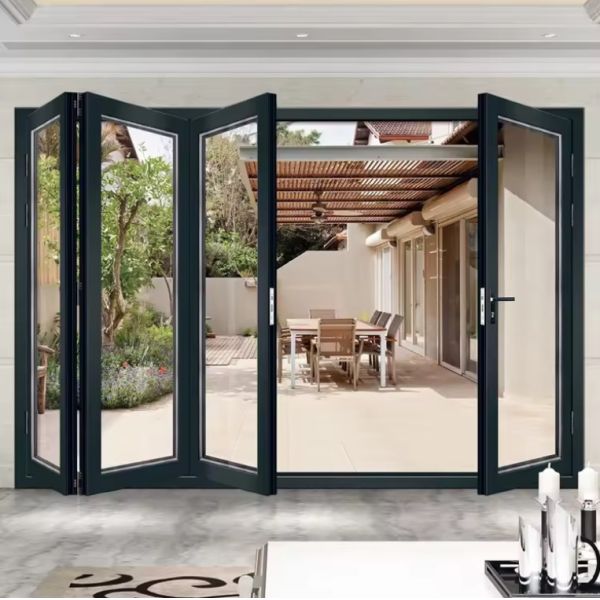 Heavy Duty Aluminum Bifold Door with Customized Size Durable Weather Resistant Tempered Glass