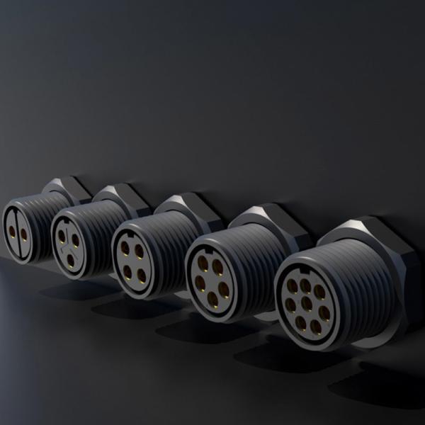 PA6 IP67 Industrial Circular Connectors 100VAC Treaded Type M12 Waterproof Connector