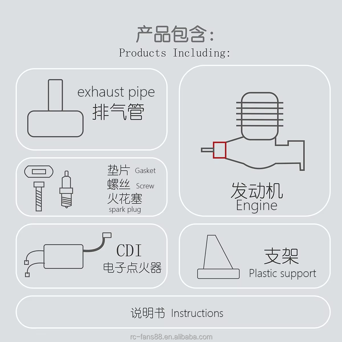 Rcgf 60cc Single Cylinder Petrol/Gasoline Engine For Rc Airplane