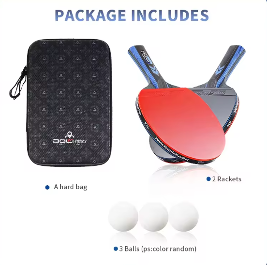 Poplar Wood Bottom Hard Case Waterproof Table Tennis Racket Travel Bag Set with Customized Logo Printing