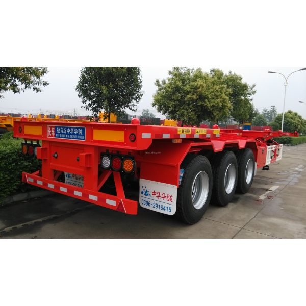 12380*2500*1540 CIMC HUAJUN Skeletal Semi Trailer for Transporting 20ft 40ft Container