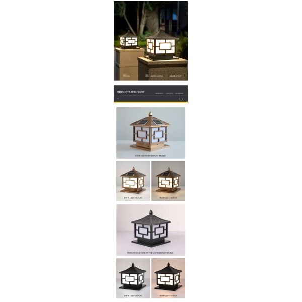 6V 9W Led Solar Fence Post Lights Garden Outdoor Traditional Square