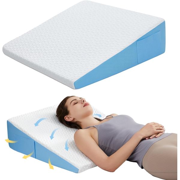 Therapeutic Cooling Wedge Pillow Memory Foam Pillow for Back Support and Leg Elevation