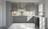 barra de la isla de los 5M U Shape Modern Modular Grey Color Kitchen Design With y sistema de la despensa