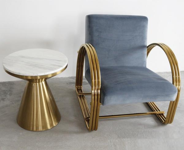 Contemporary design Round Gold stainless steel Marble top Bistro table Coffee table Pub table for hotel Club Cafe