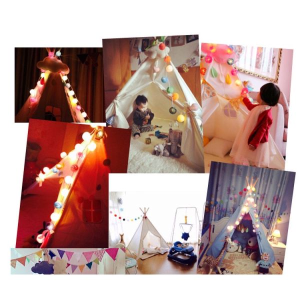 LED Cotton Balls Fairy Lights Battery Operated Wool Balls String Light Variable Length for Bedroom Party Garden Indoor Wedding