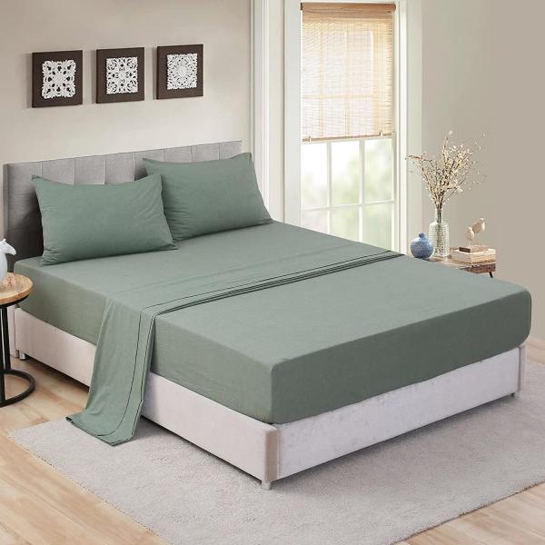 Non-Filling 100% Washed Cotton 4 Piece Bed Sheets for a Relaxing Sleep
