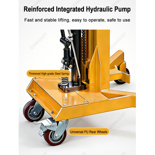 DTF450-1 Foot-Operated Hydraulic Drum Truck (Adjustable Support Legs)