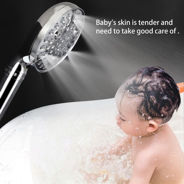 Stone Filtered 9 Spray Water Function Adjustable Hand Held Shower Head for Water Saving
