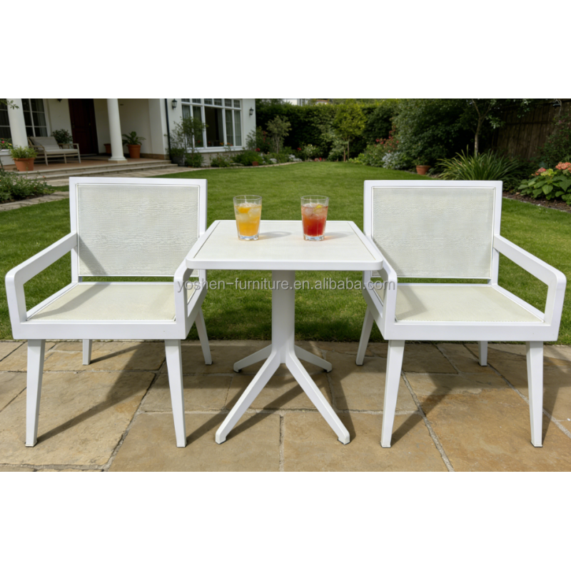 Yoshen Modern White Outdoor Lounge Chair with Aluminum Frame and Breathable Mesh for Patio Garden